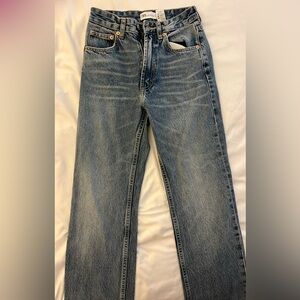 ZARA TRF Straight Leg Jeans with a High Waist